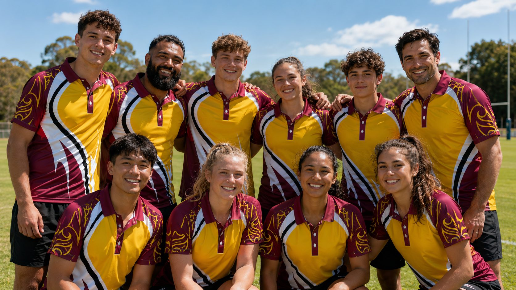 Rugby team in custom jersey